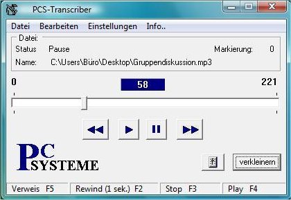 Screenshot vom Programm: PCS-Transcriber